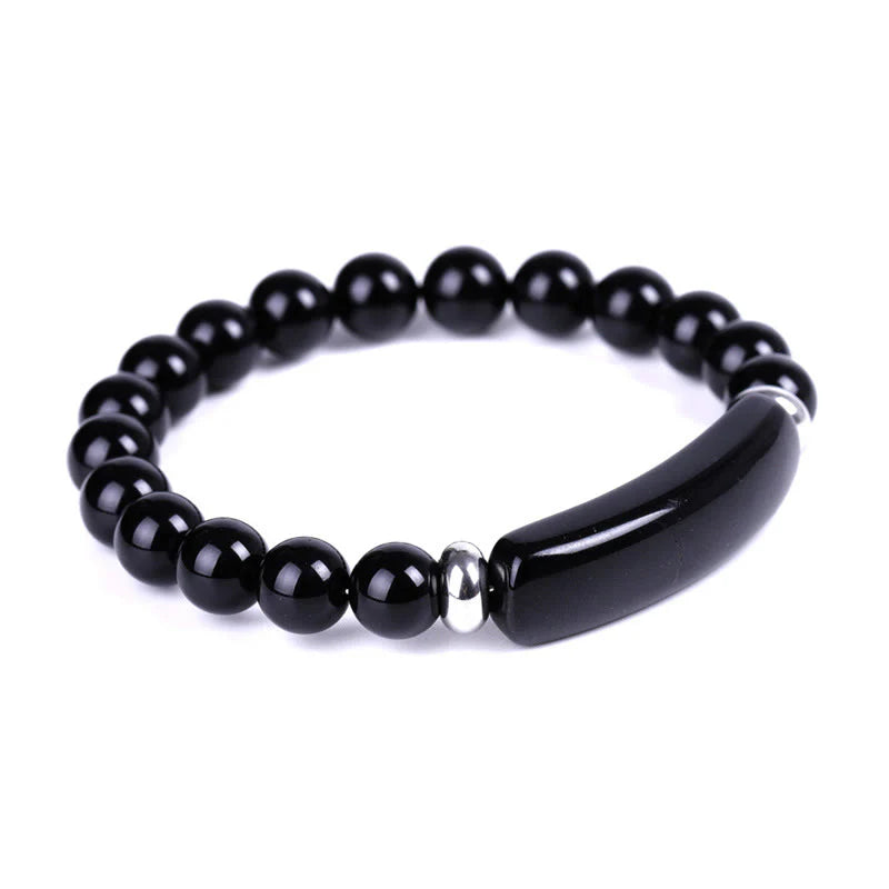 Beaded Bracelet with bridge - Onyx - 8mm - black onyx charm bracelet - Natural Gems Belgium