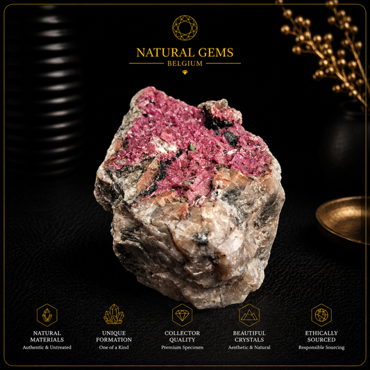 Amas de cristaux de calcite cobaltifère rose naturelle sur matrice – 199 g – Spécimen de collection