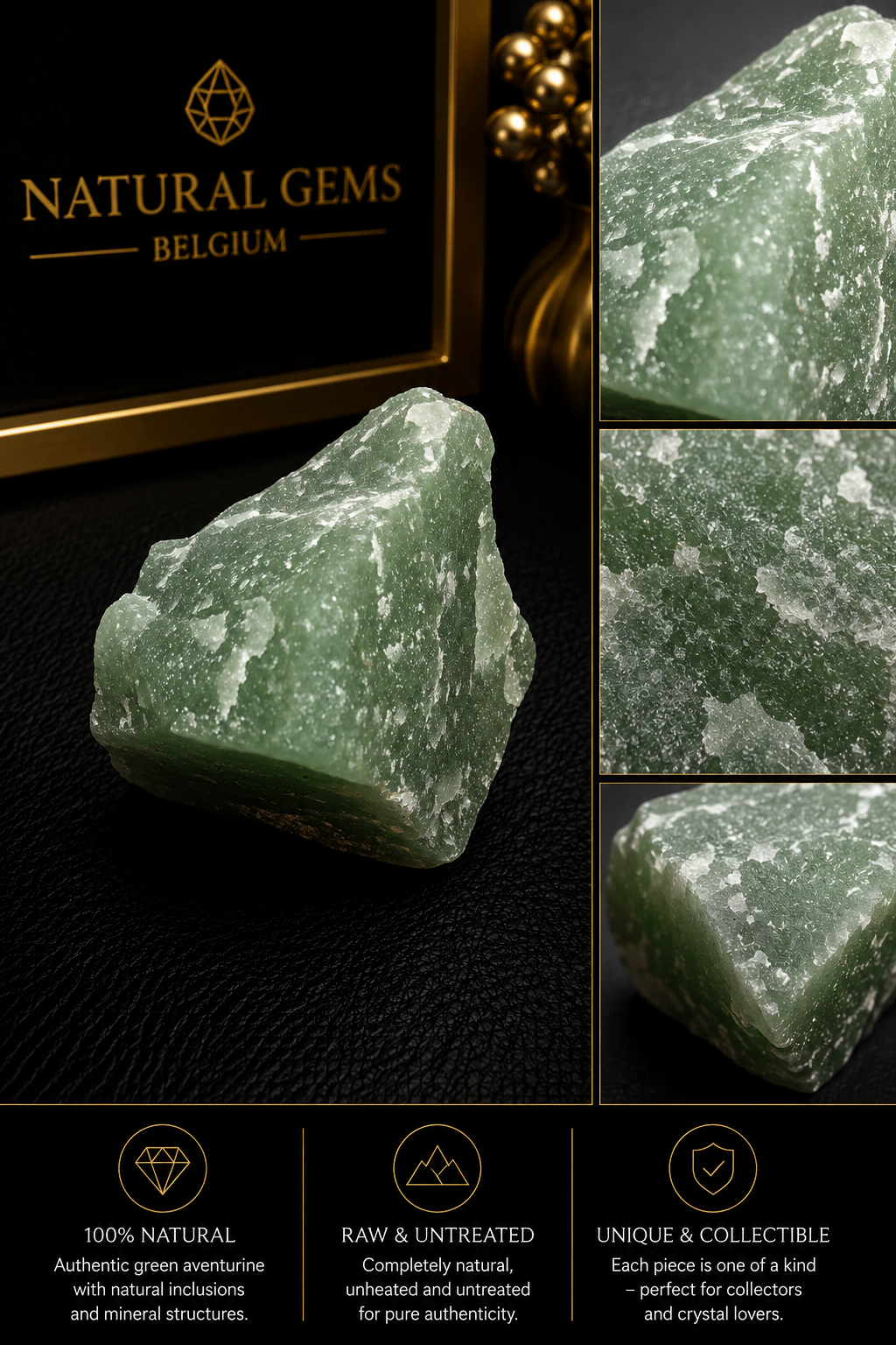 Natural Green Aventurine Rough Crystal – Raw Green Aventurine Specimen 100 g | Unique Mineral Piece - Natural Gems Belgium