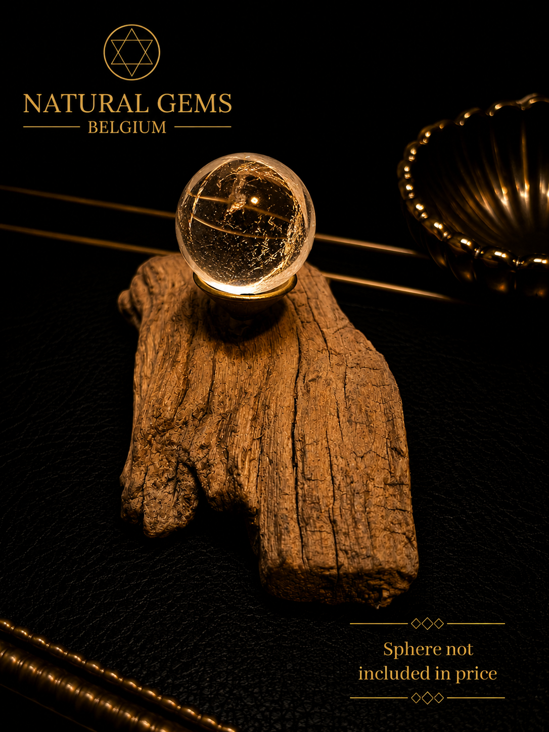 Piedistallo espositore a sfera in legno naturale – Supporto per sfera in legno realizzato a mano – 13,5 cm