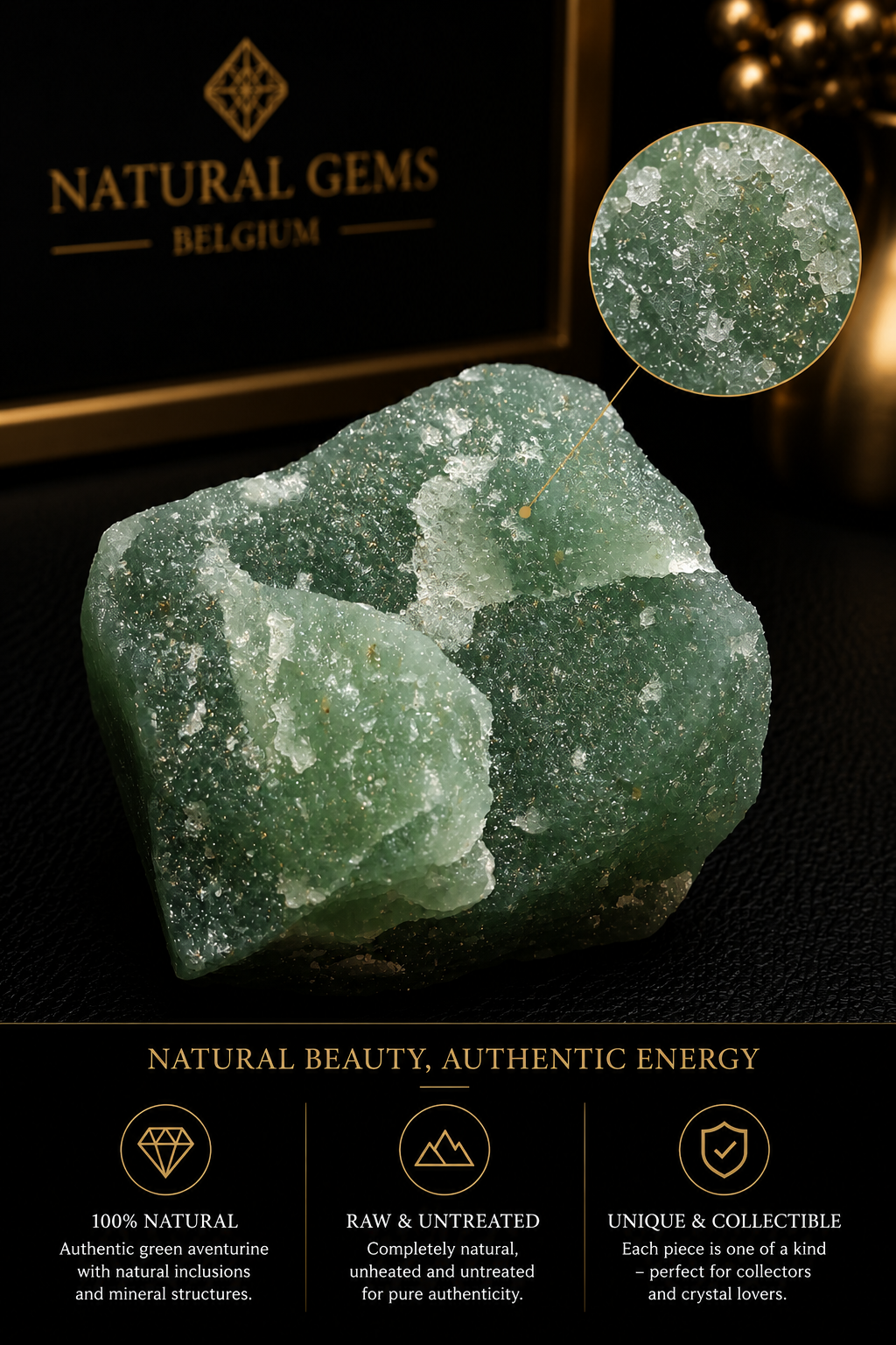 Natural Rough Green Aventurine – 59 g – Raw Aventurine Crystal Specimen – 4 x 3.5 cm - Natural Gems Belgium