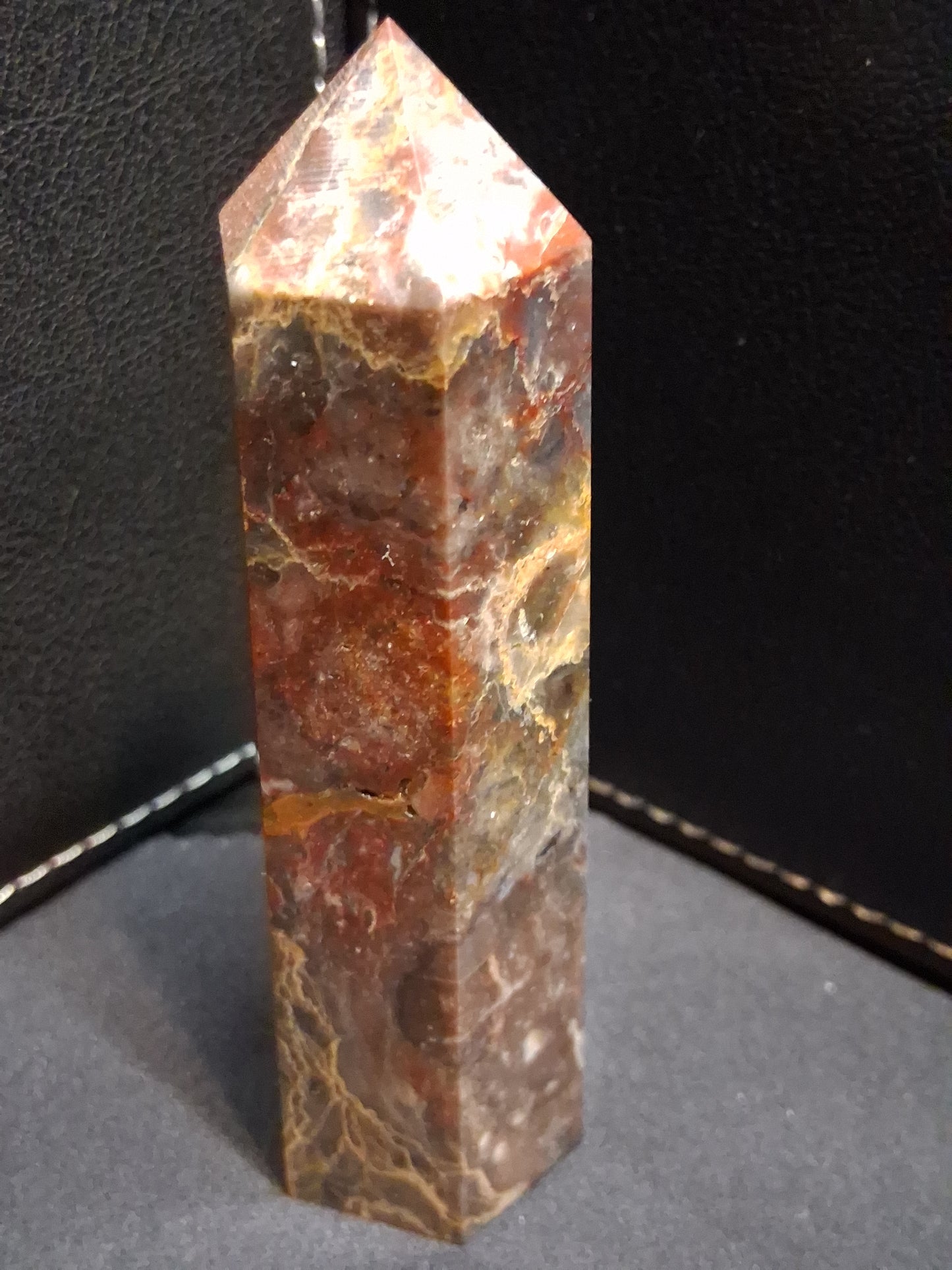 Natural Agate tower - 9.0 cm - red and brown agate