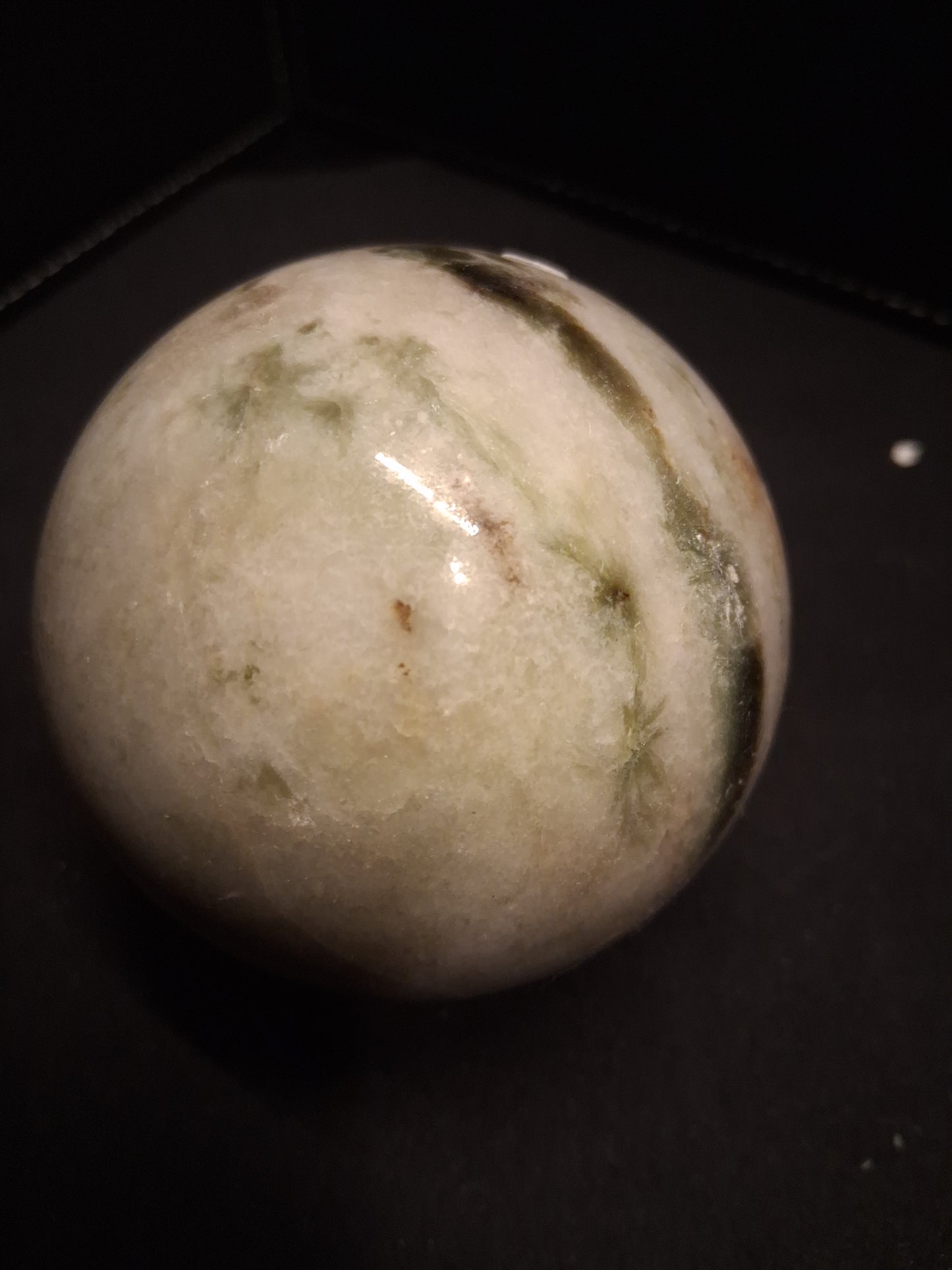 Natural Serpentine Sphere - 6.5 cm - very light green to mossy green