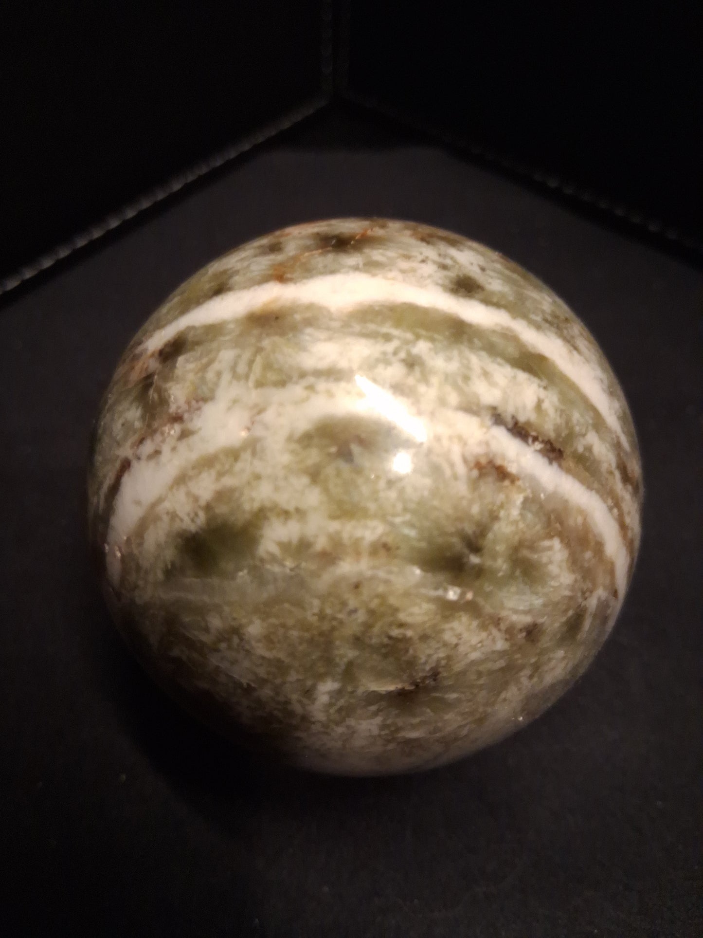 Natural Serpentine Sphere - 5.9 cm - light green to mossy green