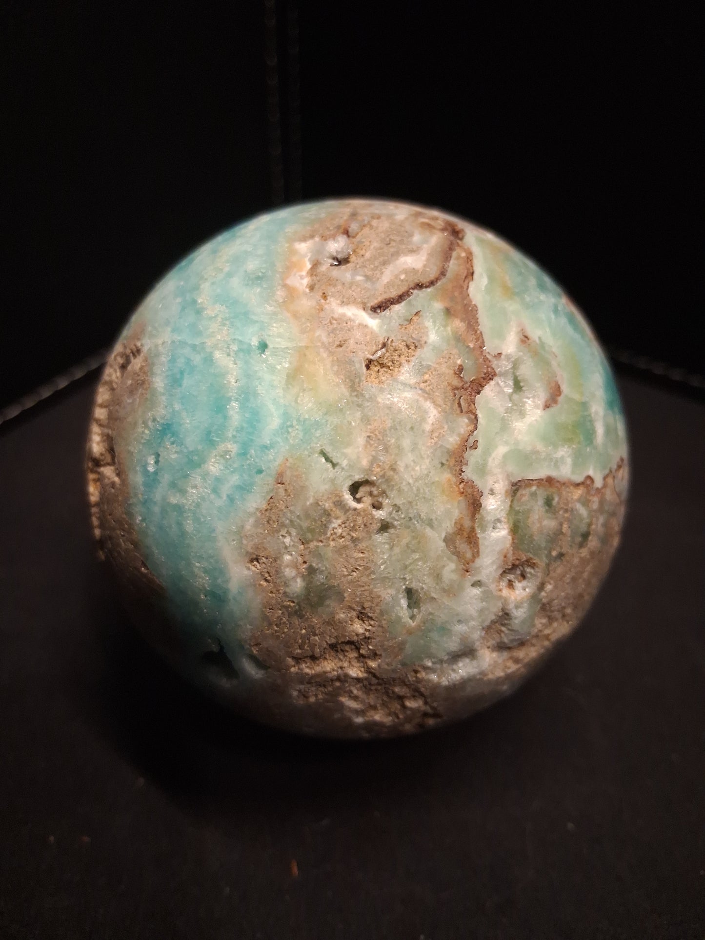 Natural Aragonite Sphere - 6.7 cm - Blue Aragonite