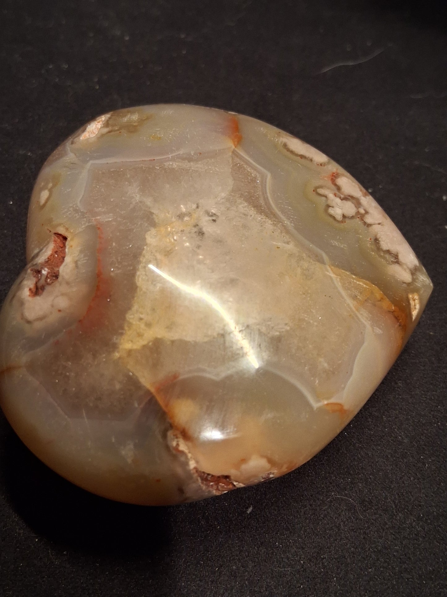 Natural Agate Palmstone - heart - 7x8 cm - cherry blossom agate