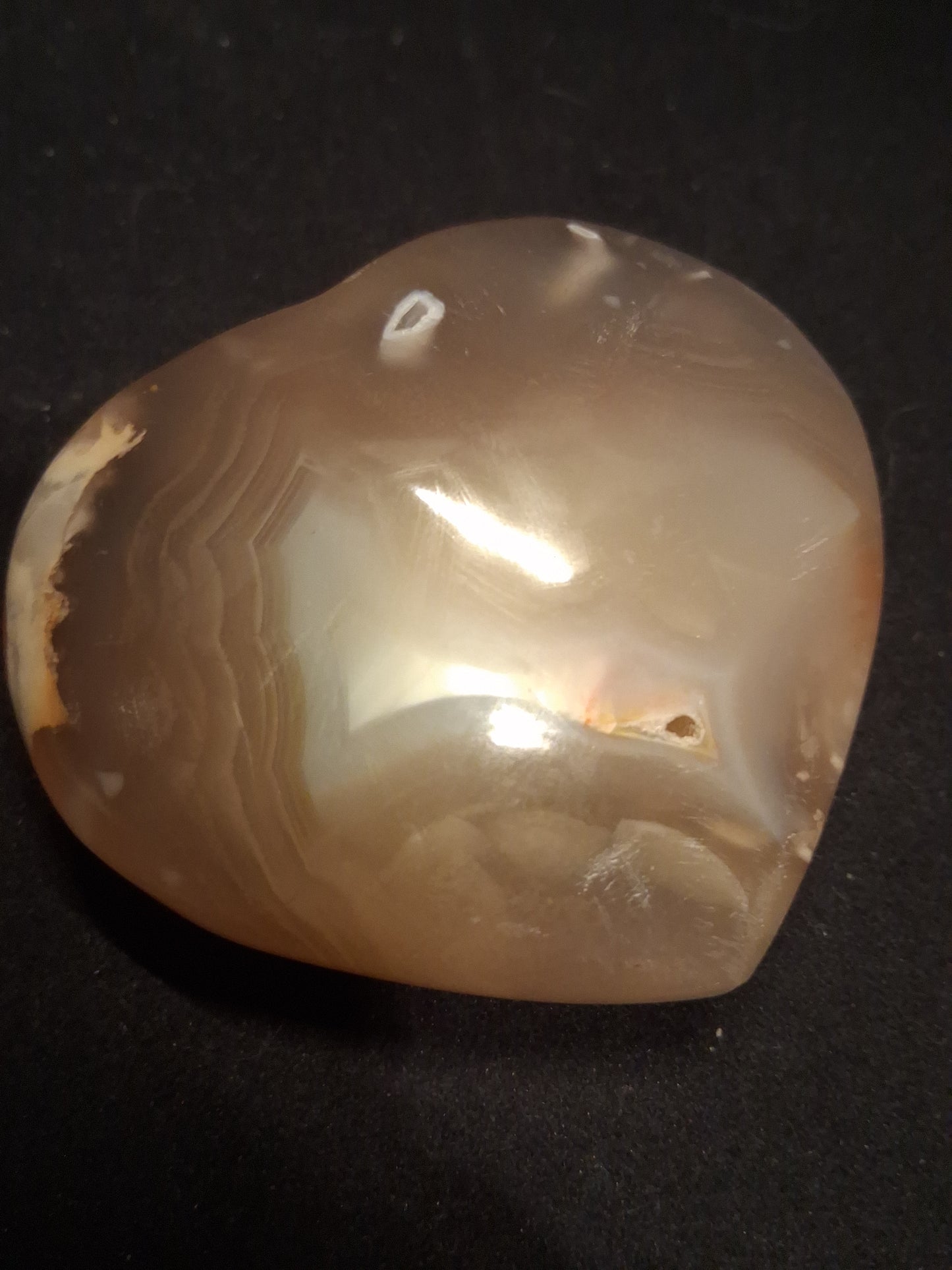 Natural Agate Palmstone - heart - 6x6.5 cm - cherry blossom agate