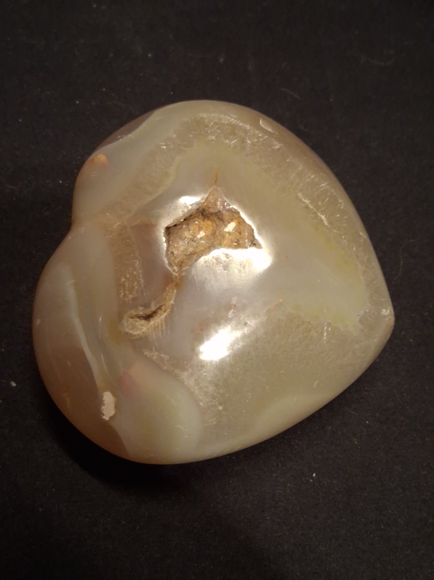 Natural Agate Palmstone - heart - 7x7.5 cm - cherry blossom agate - druzy pocket