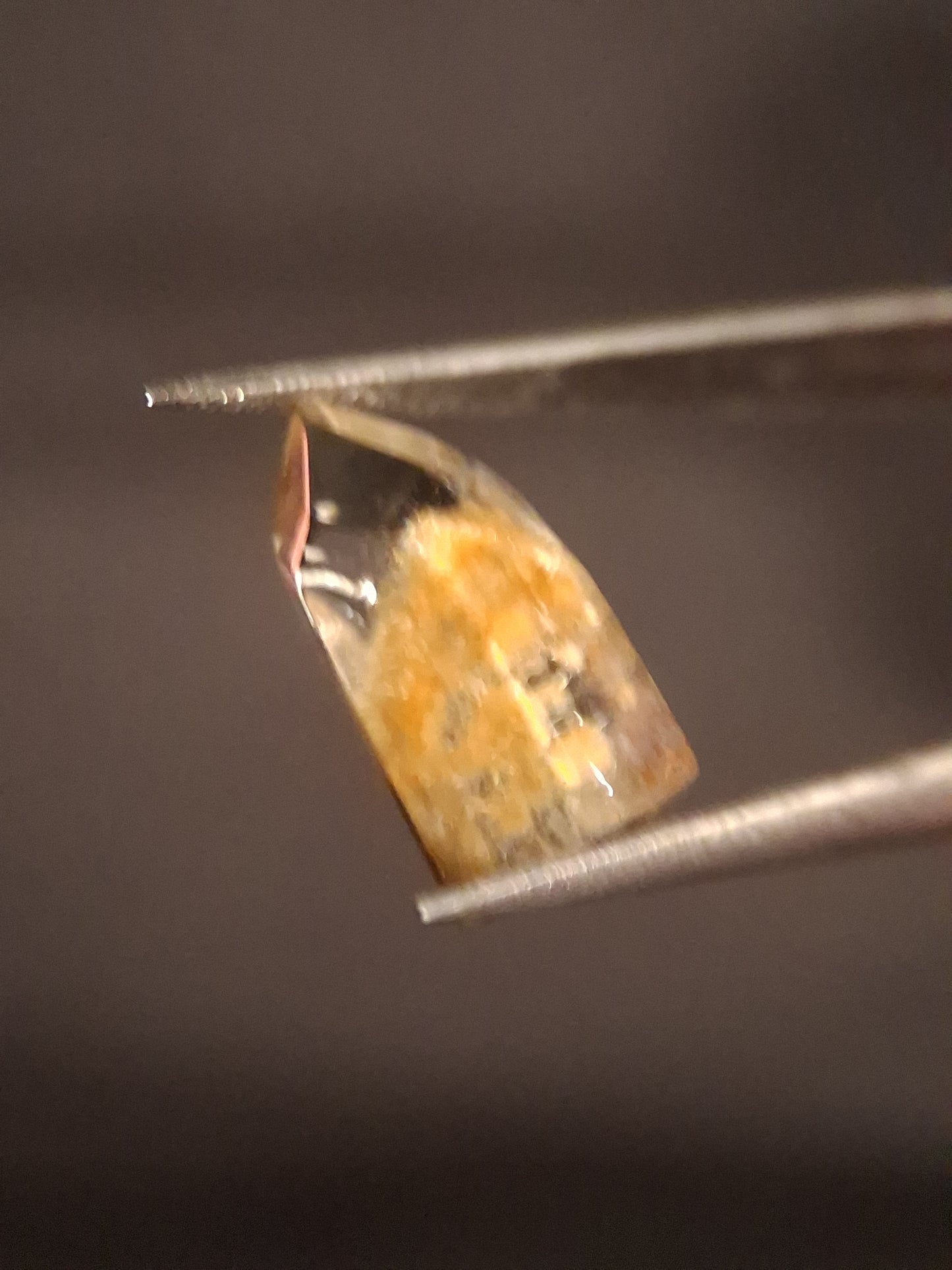 Crystal point of Phantom Quartz - Yellow to orange inclusions - collectors item