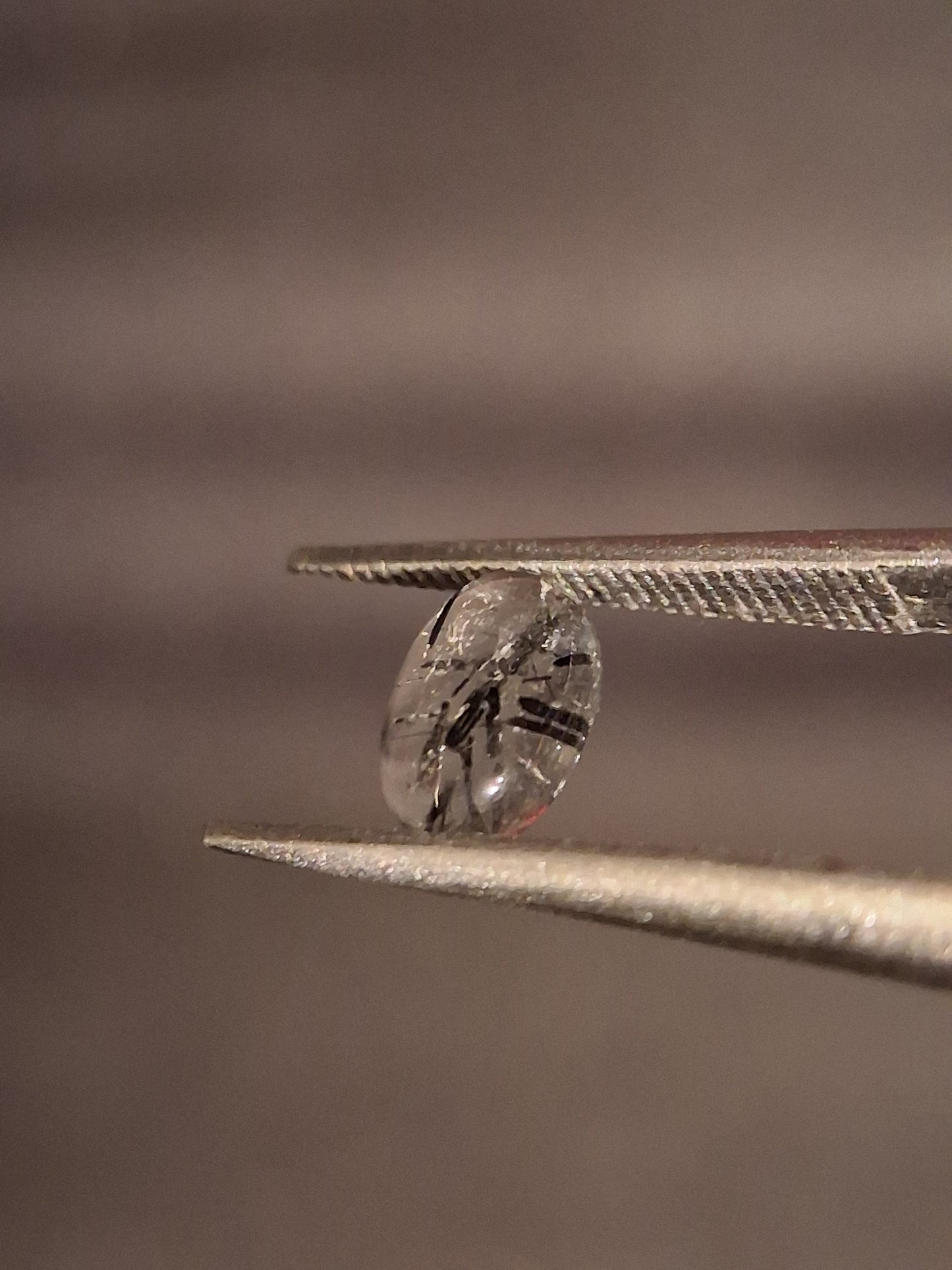 Natural Rutilated Quartz - oval cabochon - black rutile quartz - 0.455 ct