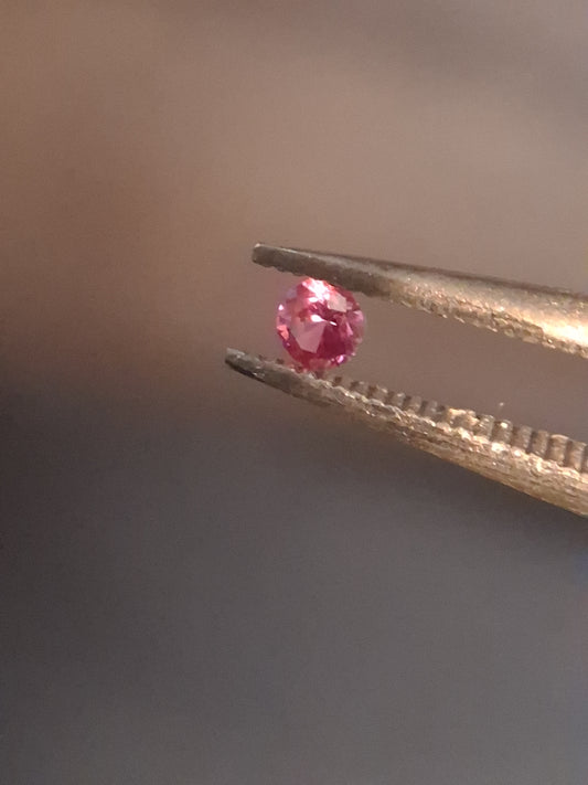 Natural Pink Sapphire - 0.043 ct -2mm Round cut - unheated - Africa - high quality - Natural Gems Belgium