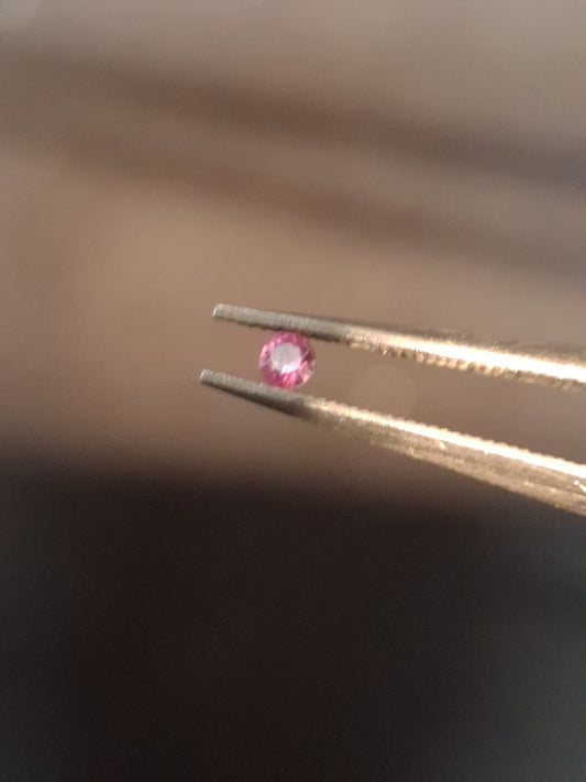 Natural Pink Sapphire - 0.052 ct -2 mm Round cut - unheated - Africa - high quality - Natural Gems Belgium