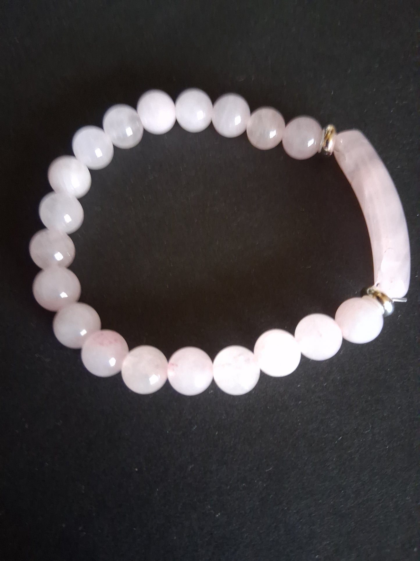 Beaded Bracelet with bridge - Rose Quartz - 8mm - pink charm bracelet - Natural Gems Belgium