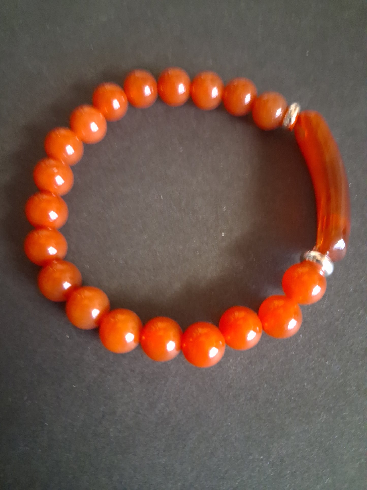 Beaded Bracelet with bridge - Red Agate - 8mm - Red charm bracelet - Natural Gems Belgium