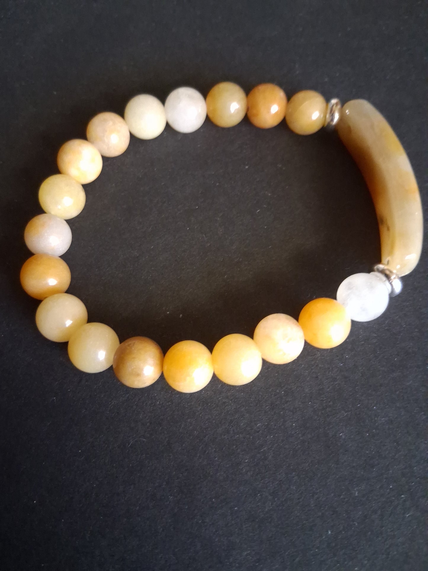 Beaded Bracelet with bridge - Yellow Jade - 8mm - Orangy Yellow charm bracelet - Natural Gems Belgium