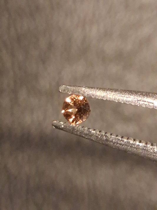 Natural Tourmaline - orangy brownish pink - 2 mm - 0.029 ct - round - unheated - Natural Gems Belgium