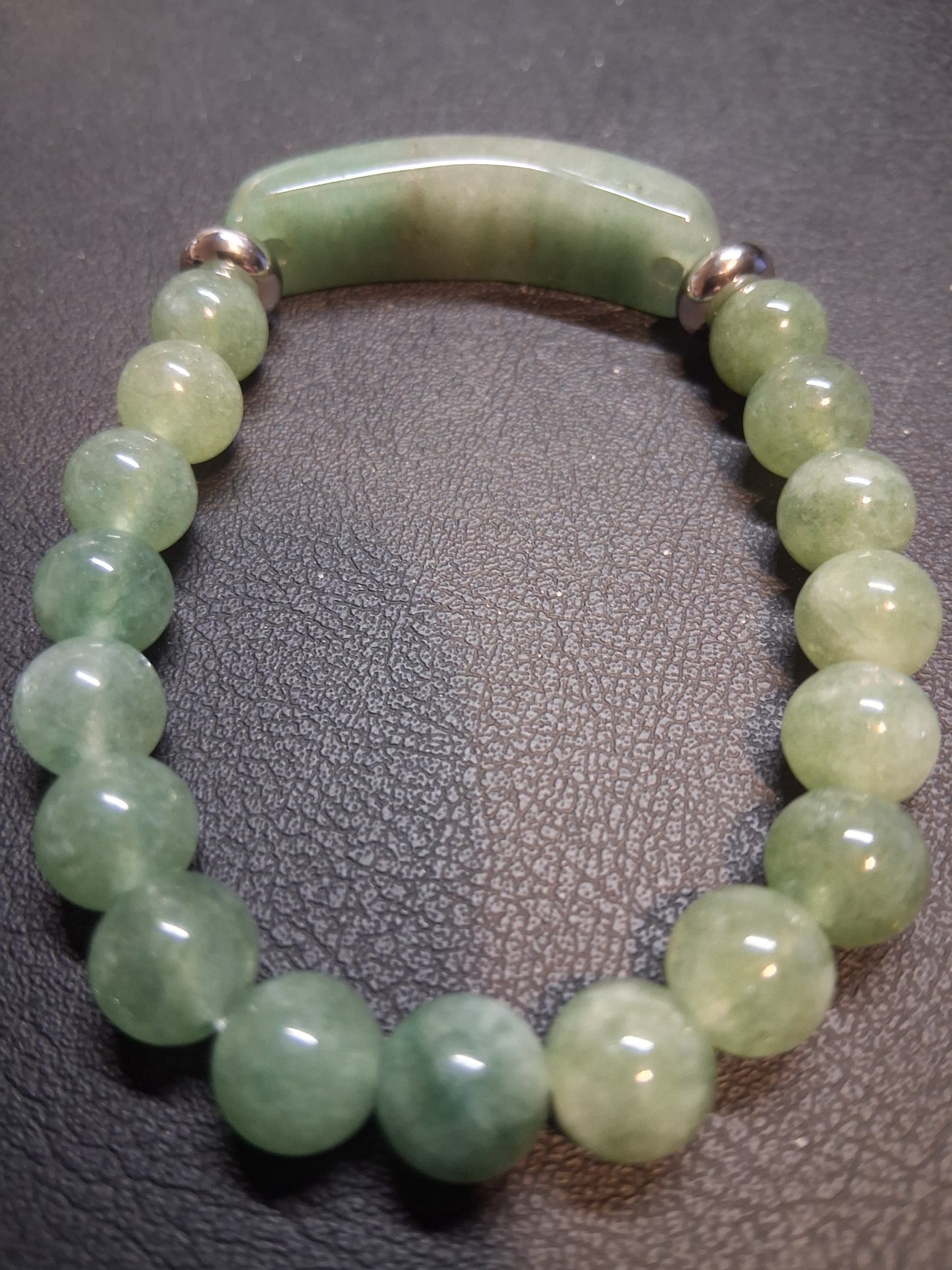 Bracciale con perline con ponte - Avventurina - 8mm - bracciale con charm verde
