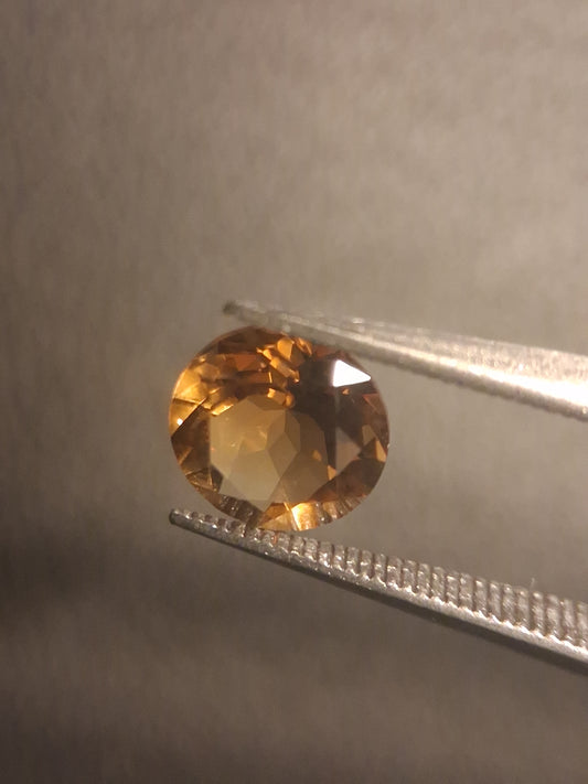 Natural Citrine Gemstone – Faceted Round Cut 6x6 mm Yellow | Loose Citrine Stone 0.730 ct