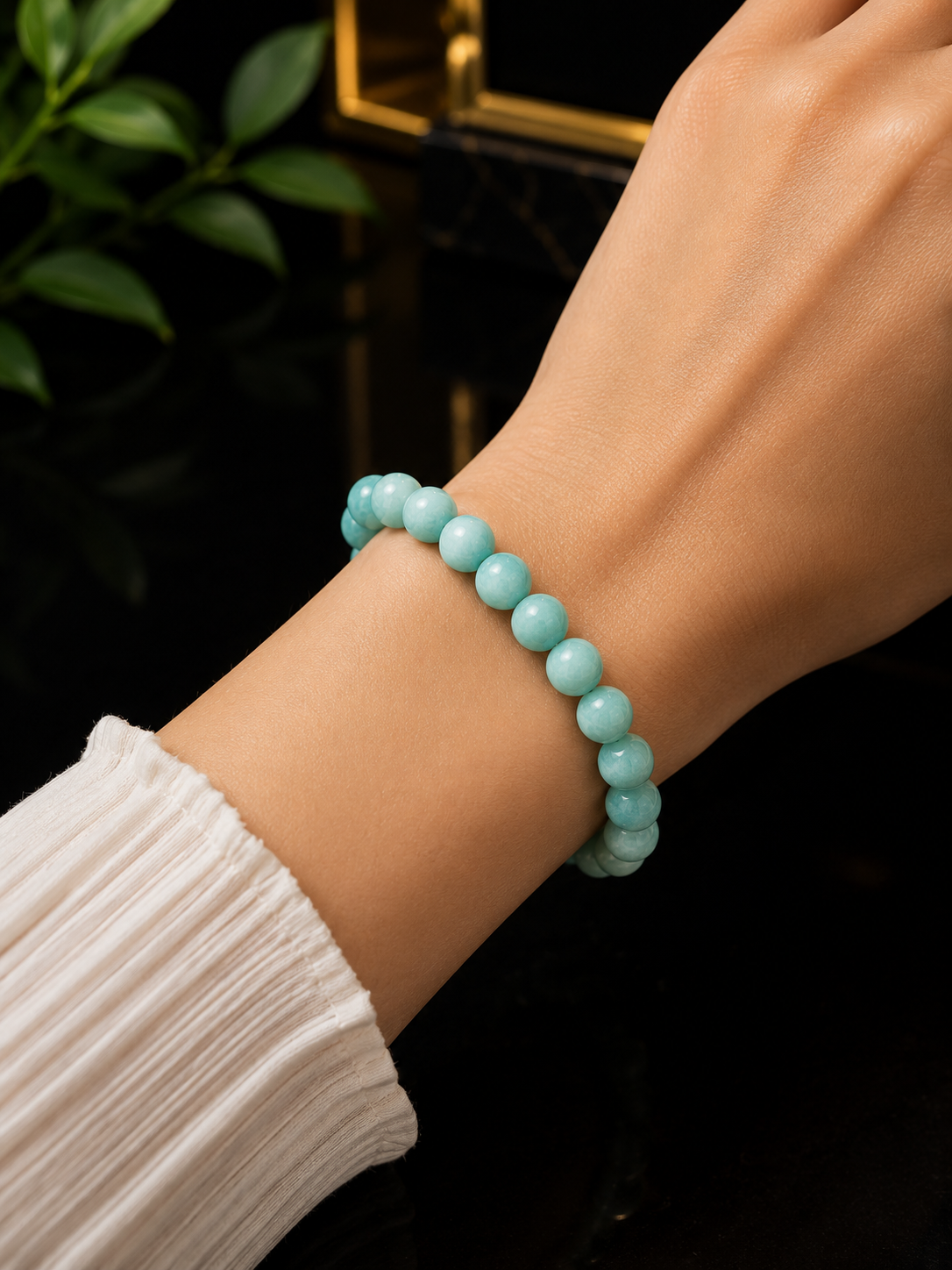 Bracelet perles Amazonite naturelle – 8 mm | 19 cm