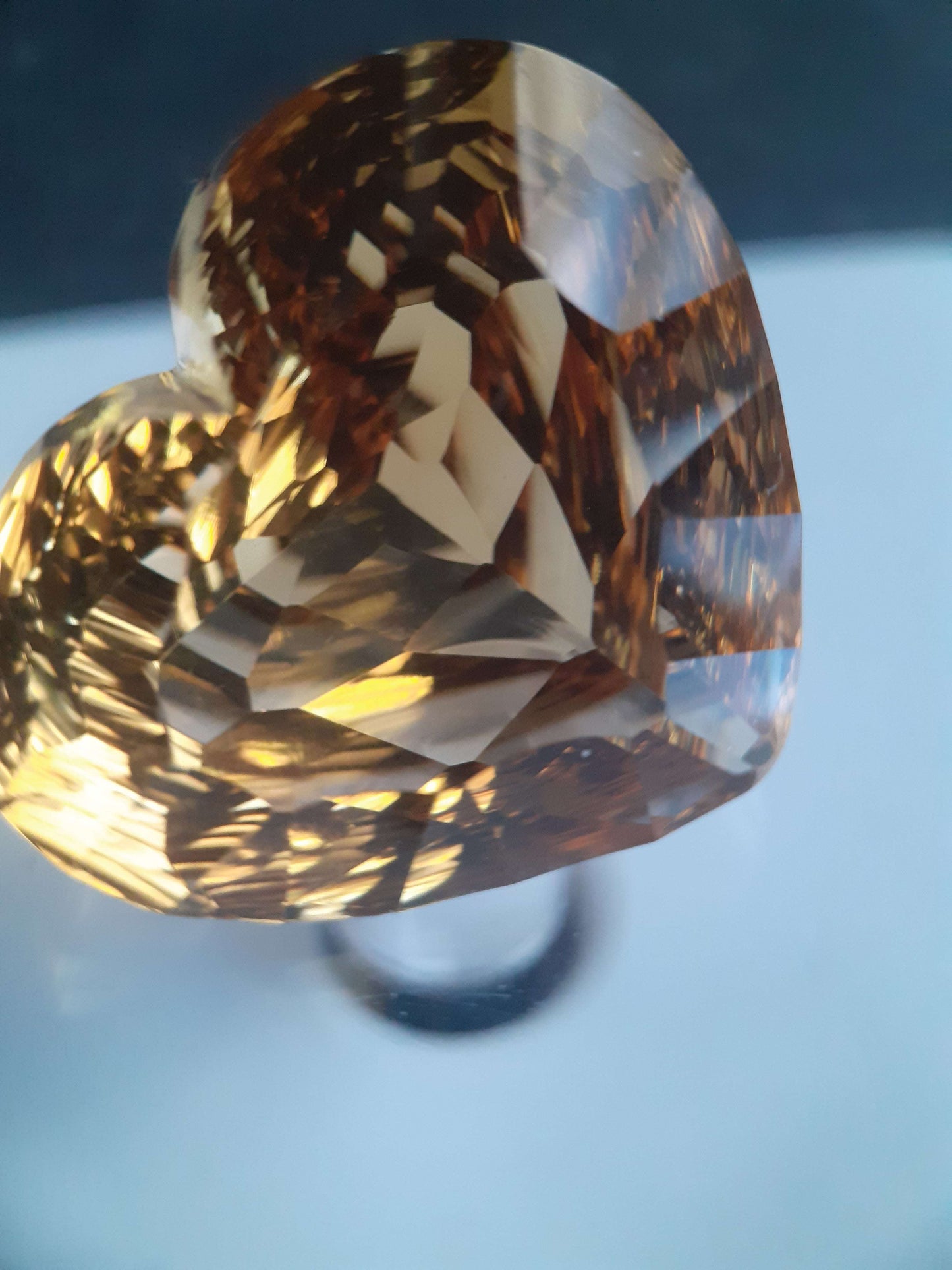 Natural yellow Citrine - 54.165 ct - heart - custom cut - large! - good yellow color All Citrine Gemstones - Faceted Citrine Natural Gems Belgium