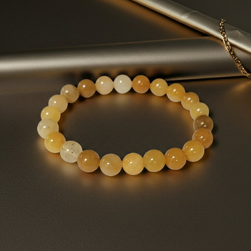 Beaded Bracelet - Yellow Jade - 8 mm beads - Honey jade - Natural Gems Belgium