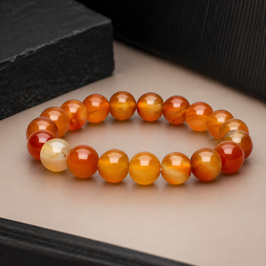 Carnelian Bead Bracelet 8 mm – Natural Orange Carnelian Gemstone Bracelet - Natural Gems Belgium