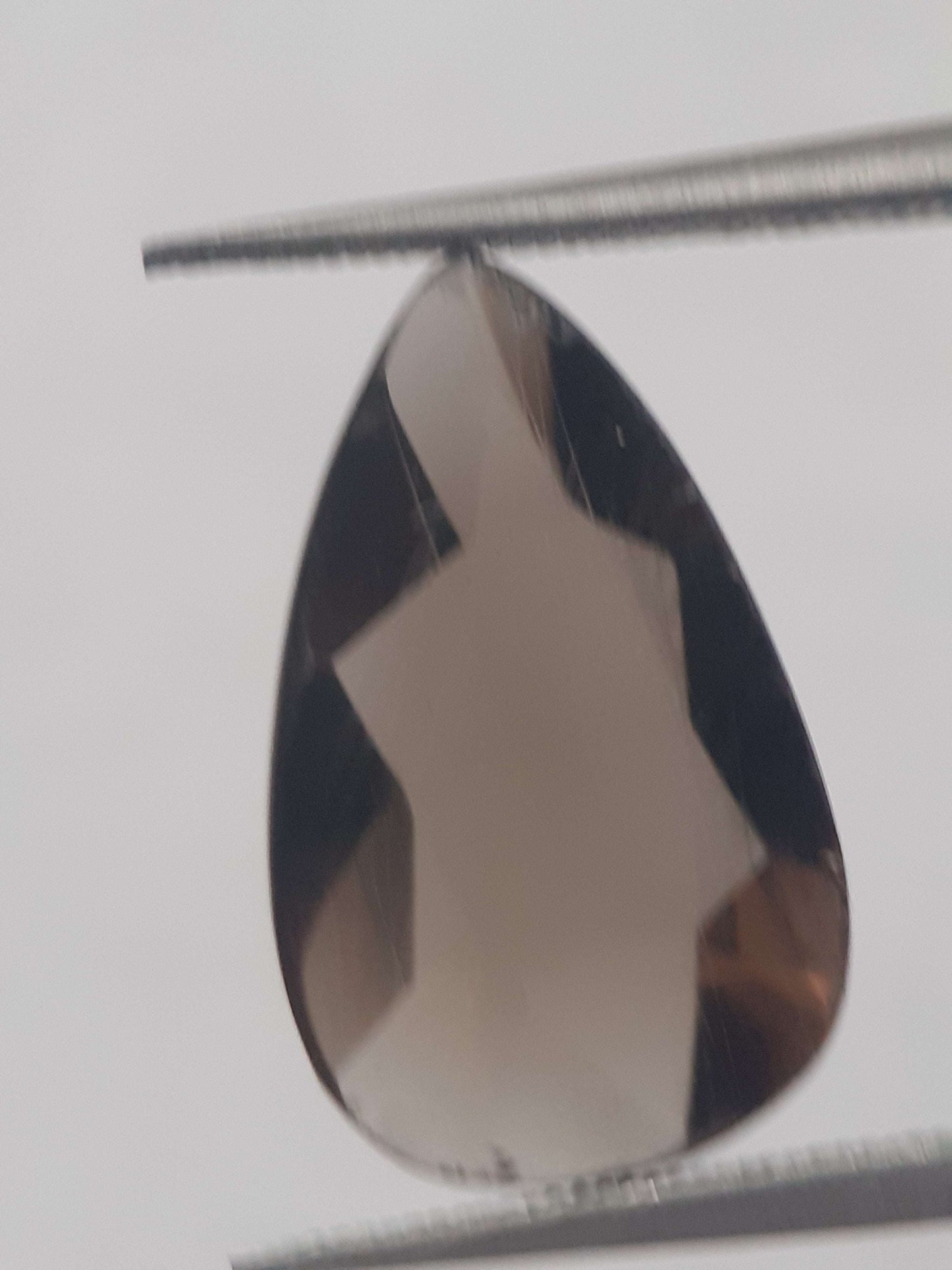 Natural greyish brown smoky quartz - 4.573 ct - pear - unheated - Rose cut - Natural Gems Belgium