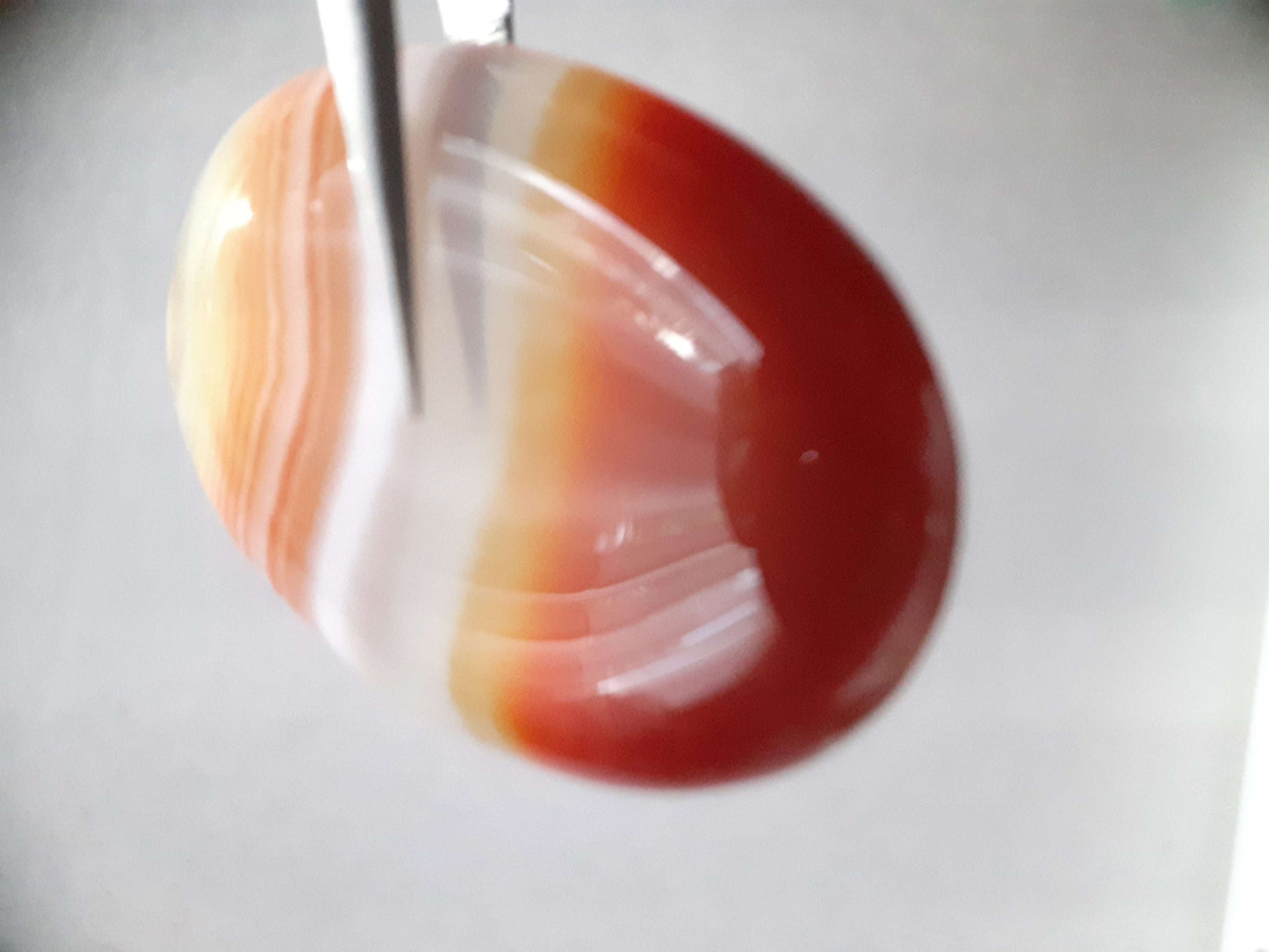 Natural orangy red Lake Superior Agate - 40.06 ct - oval Cabochon - unheated - certified by NGB - Natural Gems Belgium