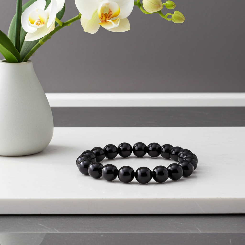 Beaded Bracelet - Tourmaline - 8 mm beads - Black tourmaline - Natural Gems Belgium