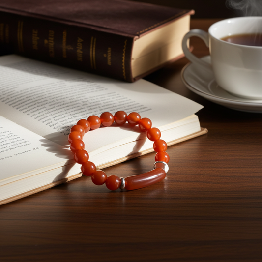 Beaded Bracelet with bridge - Red Agate - 8mm - Red charm bracelet - Natural Gems Belgium