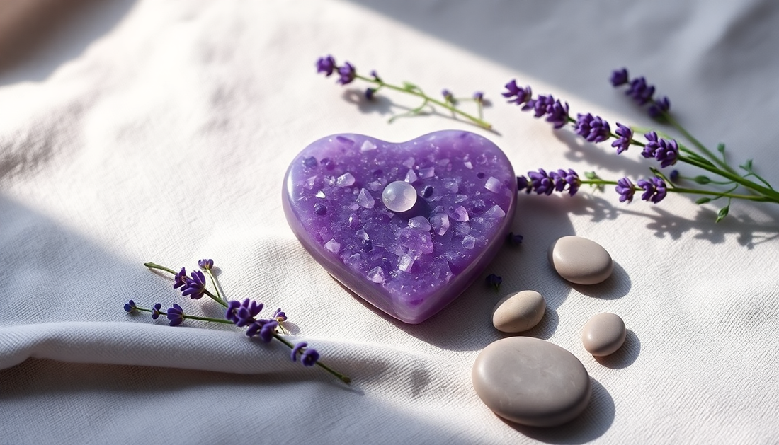 Discover the Calming Power of Heart-Shaped Amethyst Palmstones: Your Stress and Anxiety Relief Solution