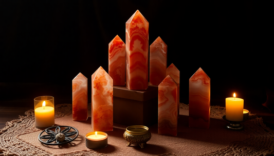 Unlock the Transformative Power of Red Lace Agate Towers in Your Gemstone Grid