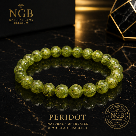 Bracelet de perles de péridot naturel 8 mm | Non traité