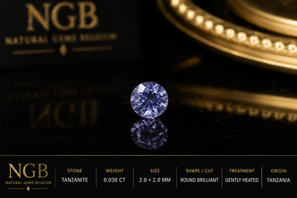Tanzanite Naturale Taglio Brillante Rotondo 0,030 ct – 2 mm | Delicatamente Riscaldata | Collezione Premium