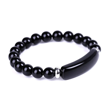 Beaded Bracelet with bridge - Onyx - 8mm - black onyx charm bracelet - Natural Gems Belgium