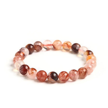 Red Fire Quartz Bead Bracelet 10 mm – Natural Hematoid Quartz Gemstone Bracelet - Natural Gems Belgium