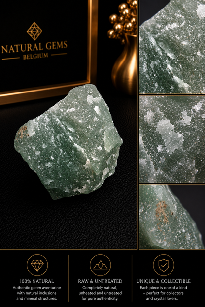 Natural Green Aventurine Rough Crystal – Raw Green Aventurine Specimen 100 g | Unique Mineral Piece - Natural Gems Belgium