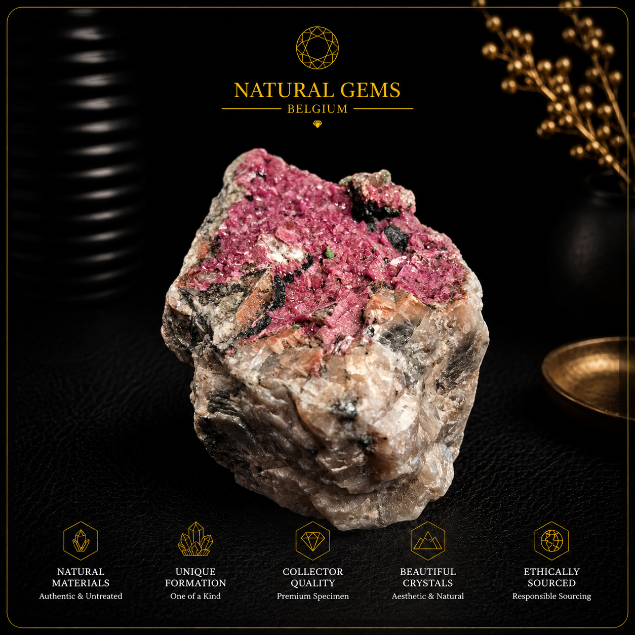 Amas de cristaux de calcite cobaltifère rose naturelle sur matrice – 199 g – Spécimen de collection