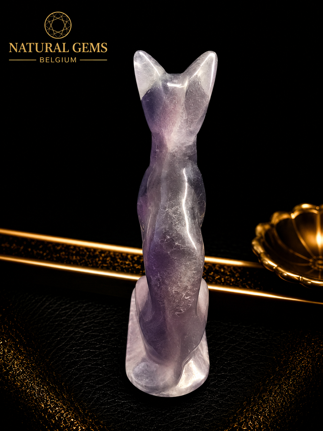 Natural Fluorite Cat Carving – 6.7 cm – Hand Carved Fluorite Crystal Figurine