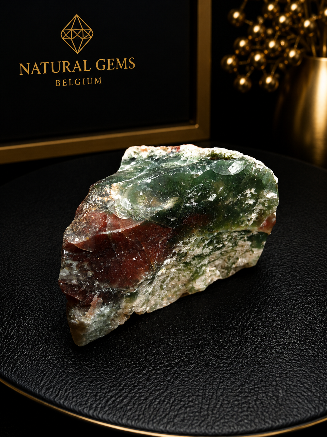 Natural Bloodstone Rough Specimen – Green & Red Decorative Collector Stone – 140 g - Natural Gems Belgium