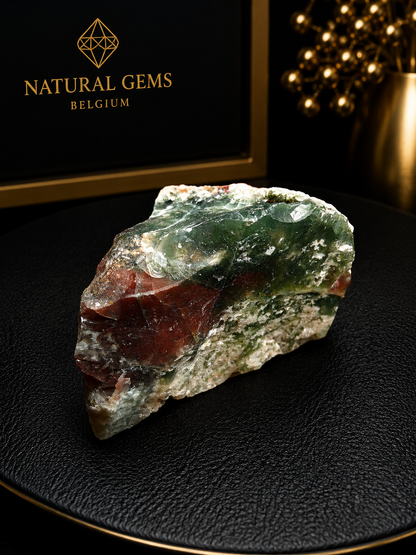 Natural Bloodstone Rough Specimen – Green & Red Decorative Collector Stone – 140 g - Natural Gems Belgium