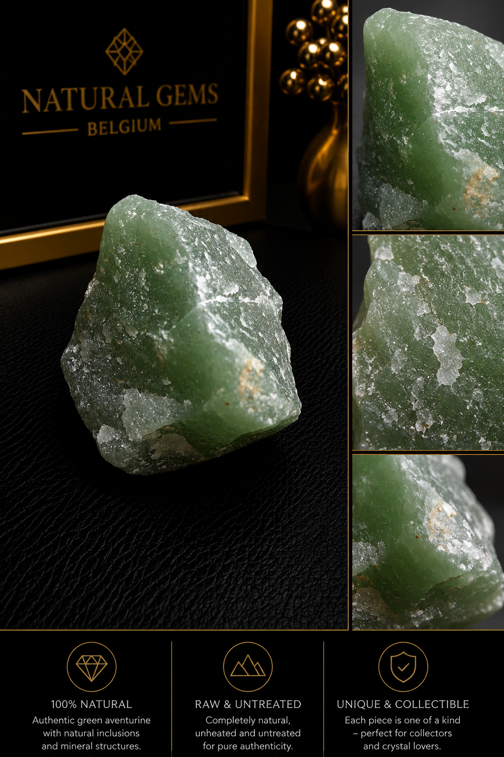 Natural Green Aventurine Rough Crystal – Raw Green Aventurine Specimen 100 g | Unique Mineral Piece - Natural Gems Belgium