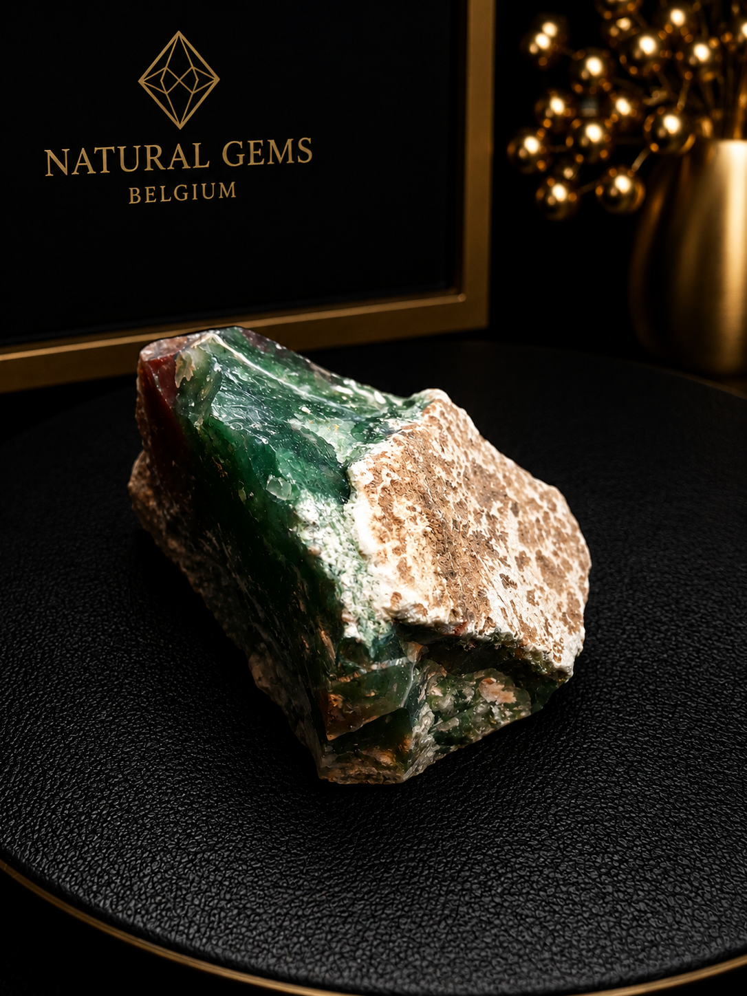 Natural Bloodstone Rough Specimen – Green & Red Decorative Collector Stone – 140 g - Natural Gems Belgium