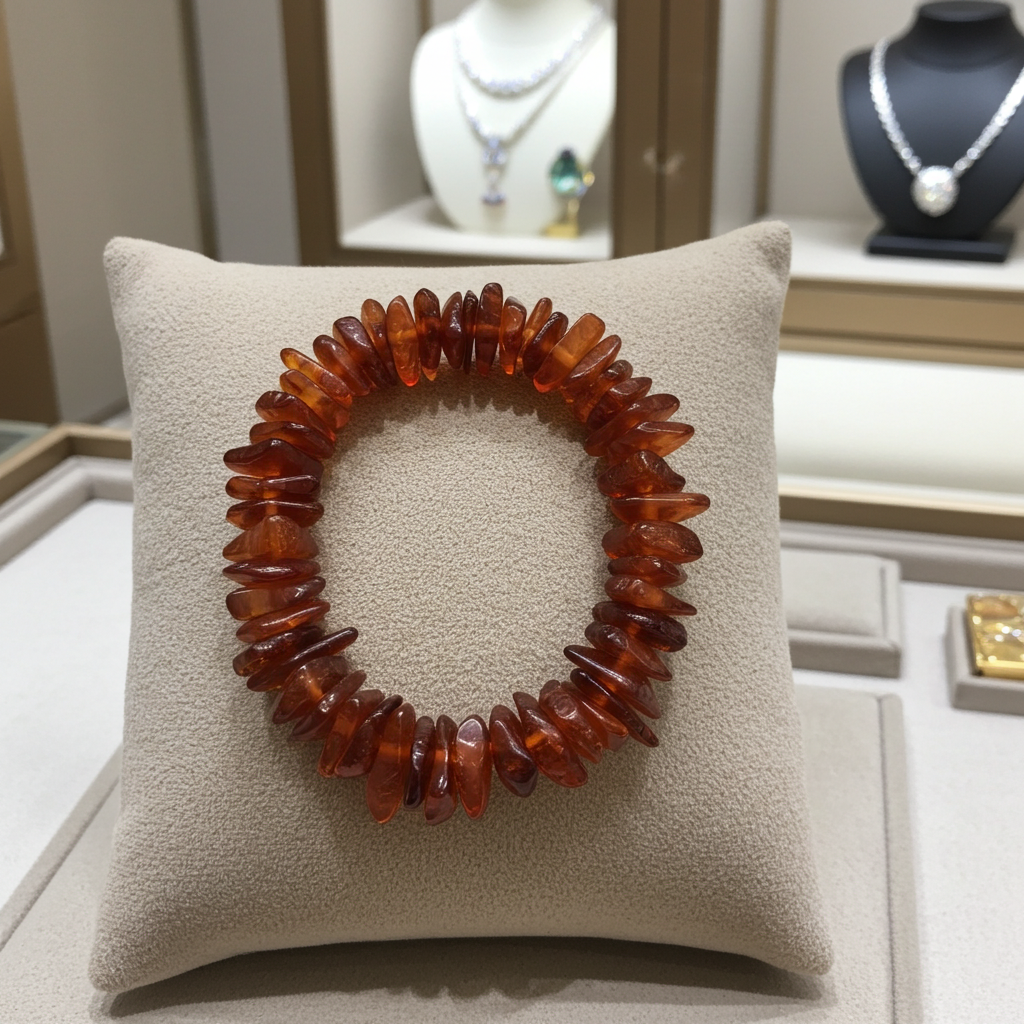 Baltic Amber Chip Bracelet 10 mm – Natural Dark Honey Amber Bead Bracelet - Natural Gems Belgium