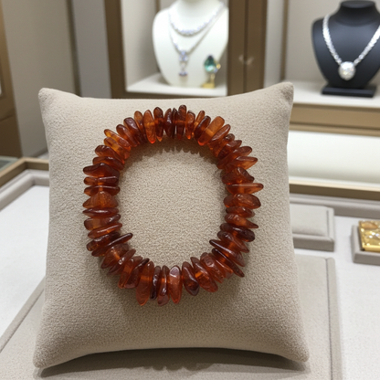 Baltic Amber Chip Bracelet 10 mm – Natural Dark Honey Amber Bead Bracelet - Natural Gems Belgium