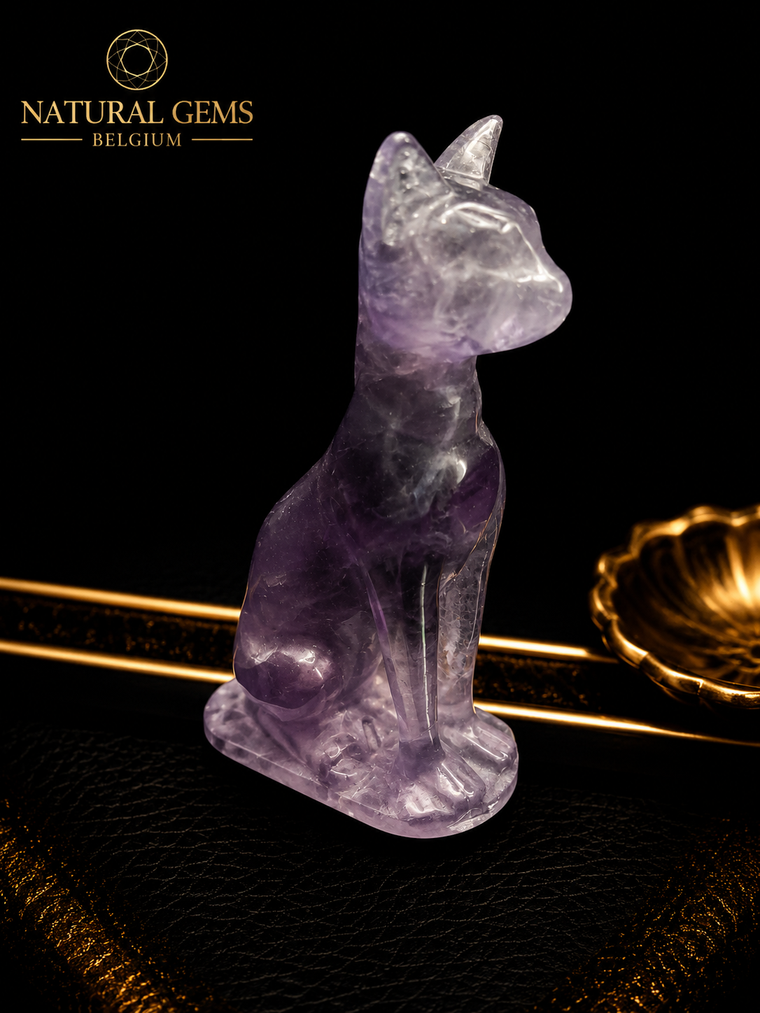 Natural Fluorite Cat Carving – 6.7 cm – Hand Carved Fluorite Crystal Figurine