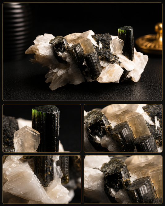 Natural Green Cap Tourmaline on Feldspar & Quartz Matrix – 57g Crystal Cluster Specimen - Natural Gems Belgium