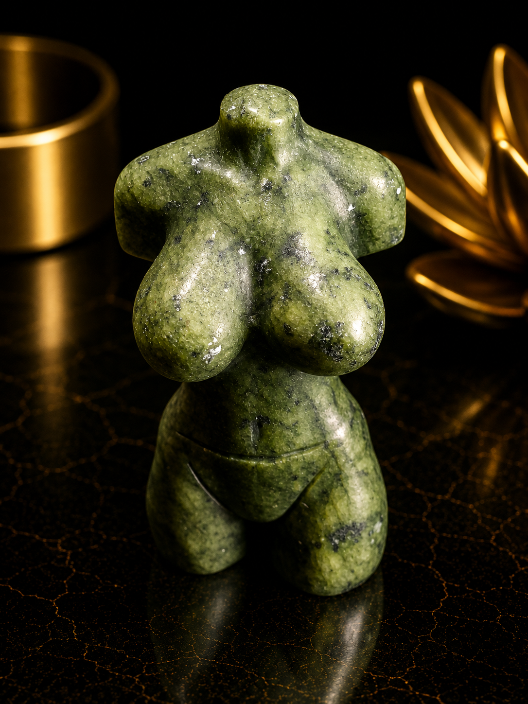 Natural Green Jade Female Torso Carving of 6 cm high– Handcrafted Crystal Body Figurine
