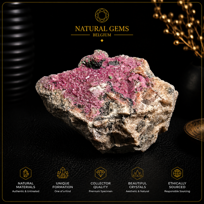 Amas de cristaux de calcite cobaltifère rose naturelle sur matrice – 199 g – Spécimen de collection