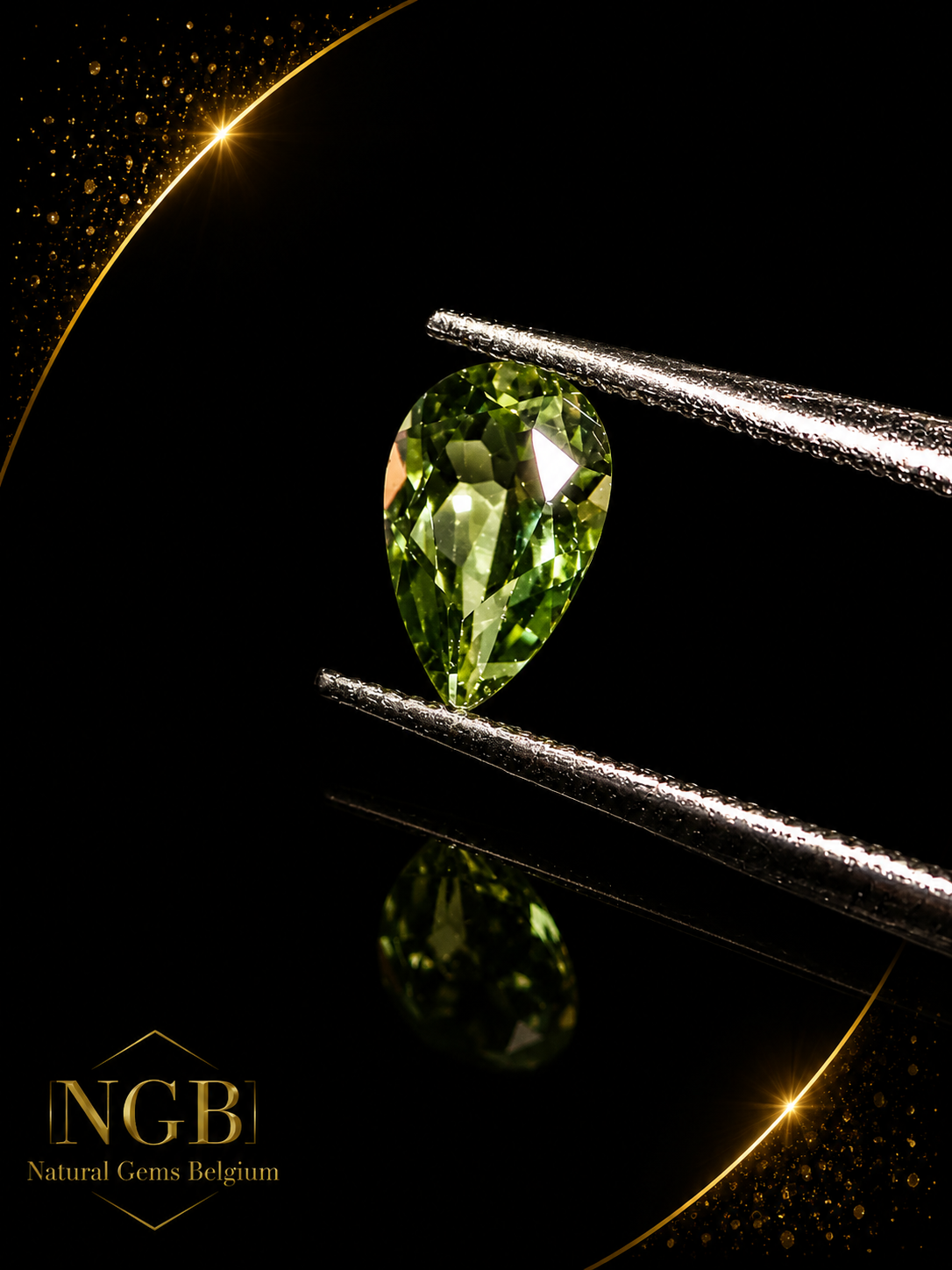 Natural Green Apatite - pear faceted - 0.418 ct - loose gemstone